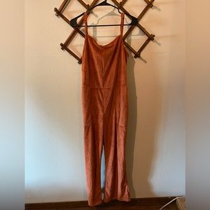 Size s/m rust orange soft velvet stretchy jumpsuit.